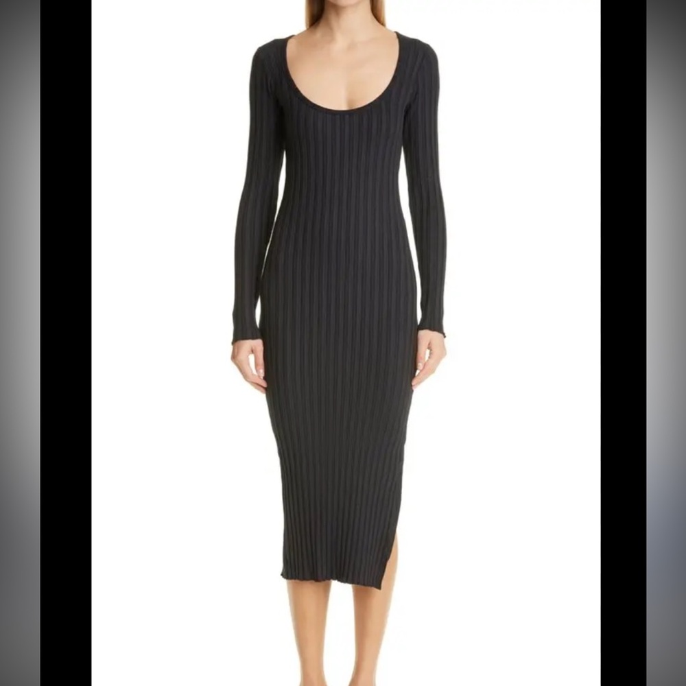 Simon Miller Black Ribbed Midi dress
